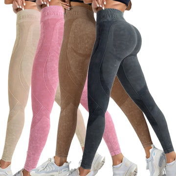 2 Pack Women's High Waisted Lifting Seamless Solid Color Yoga Leggings Elastic And Breathable Fitness Sports Pants - WeightCityStore