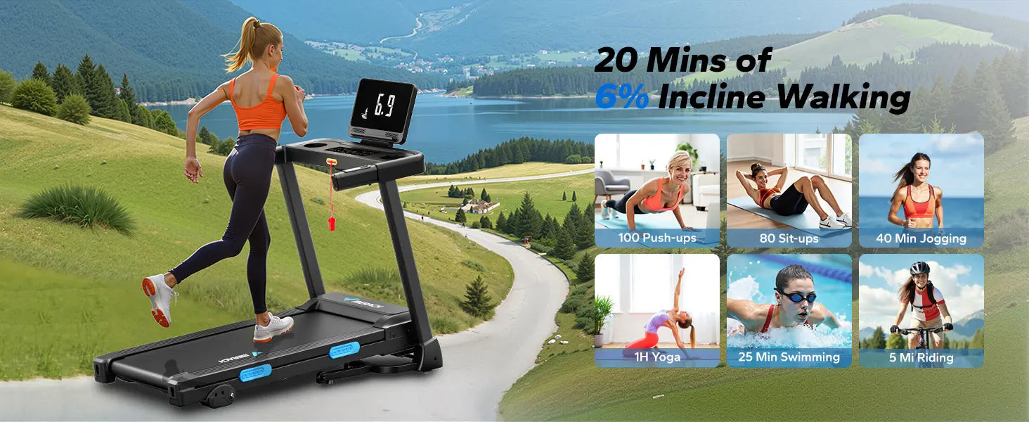 MERACH Foldable Treadmill T12 Incline Quiet Treadmills Double Deck Technology 4 Silicone Shock Cushion Heart Rate Monitoring - WeightCityStore