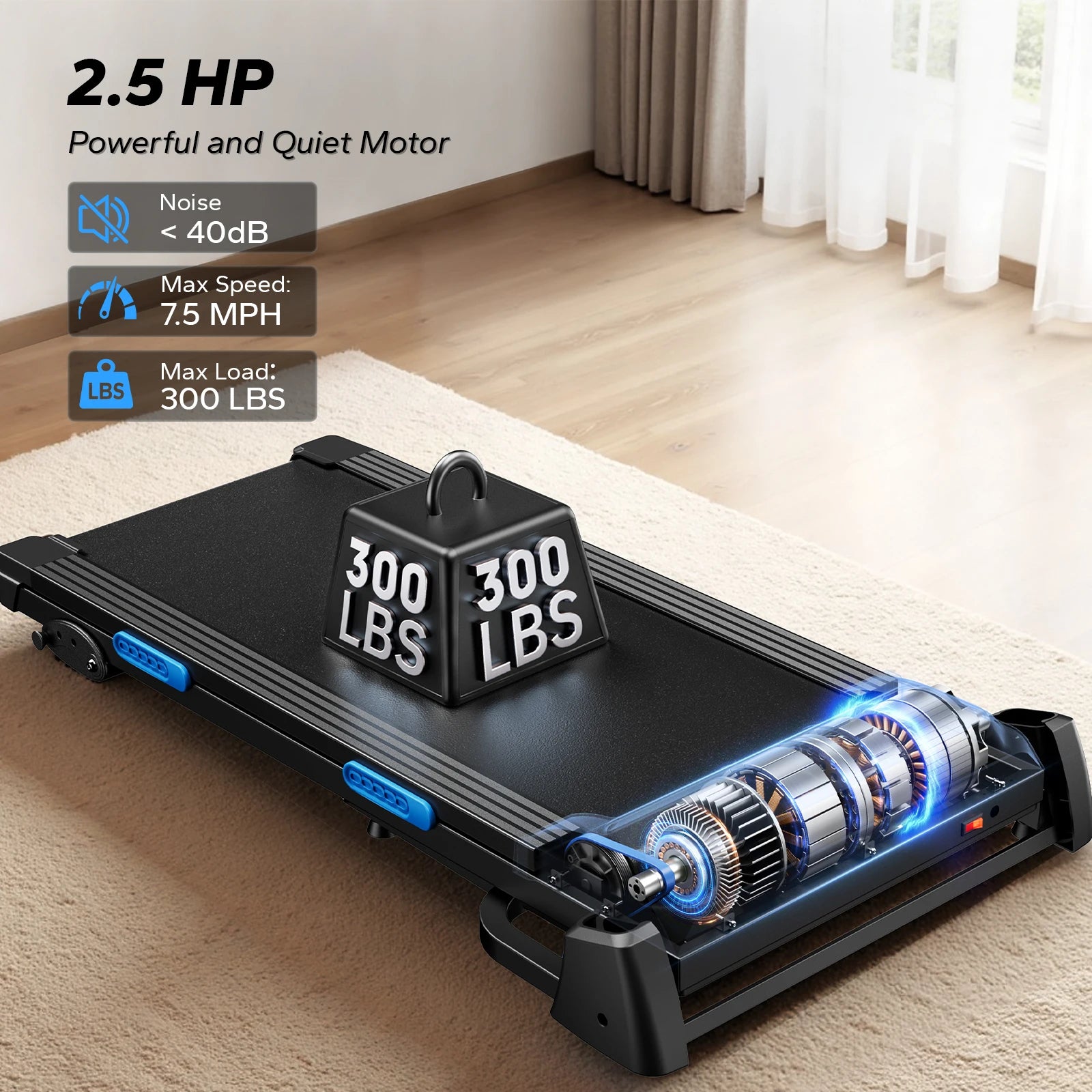 MERACH Foldable Treadmill T12 Incline Quiet Treadmills Double Deck Technology 4 Silicone Shock Cushion Heart Rate Monitoring - WeightCityStore