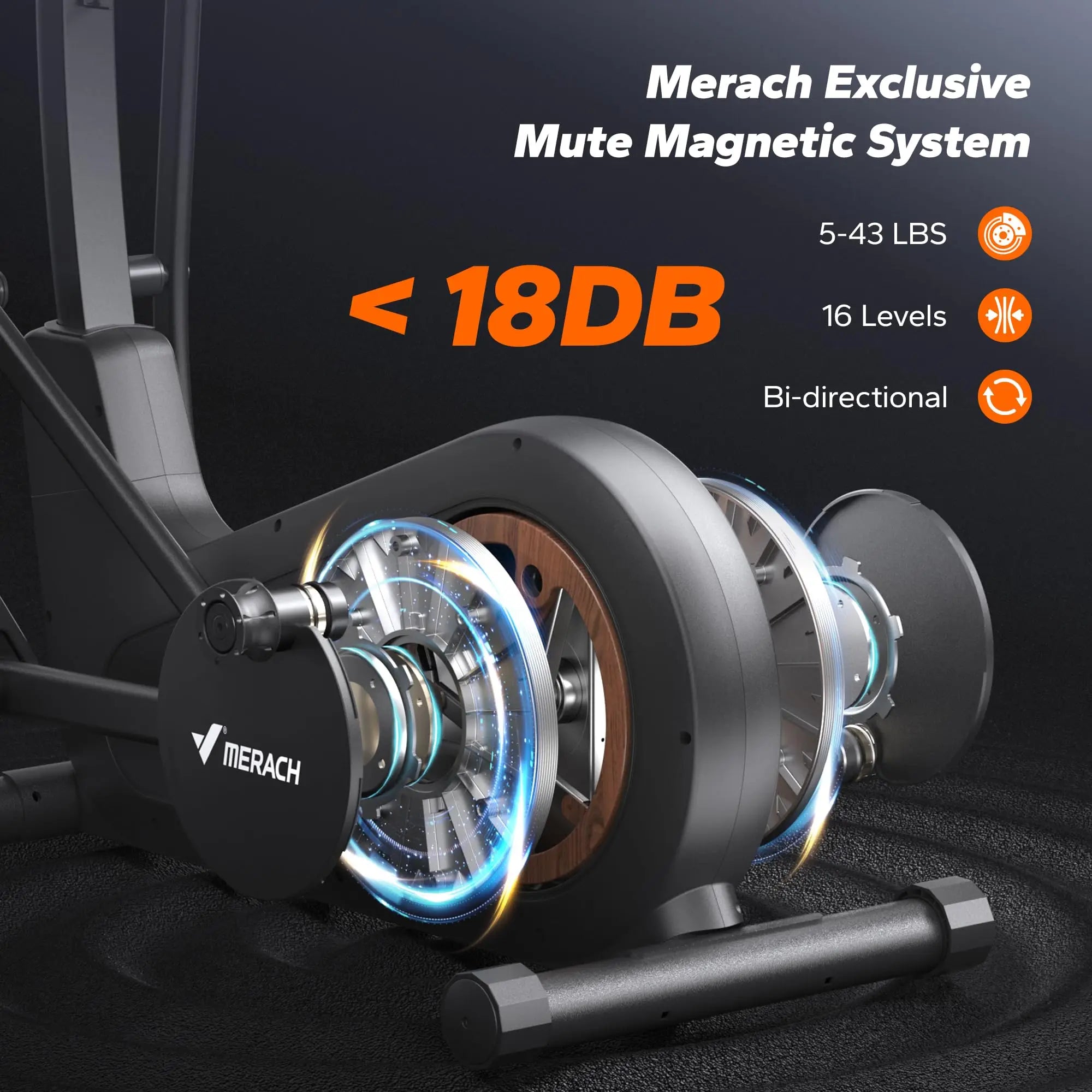 MERACH Elliptical Exercise Machine with 18.5IN Stride Hyper-Quiet Magnetic Drive System Elliptical Trainer 8 Resistance Levels - WeightCityStore