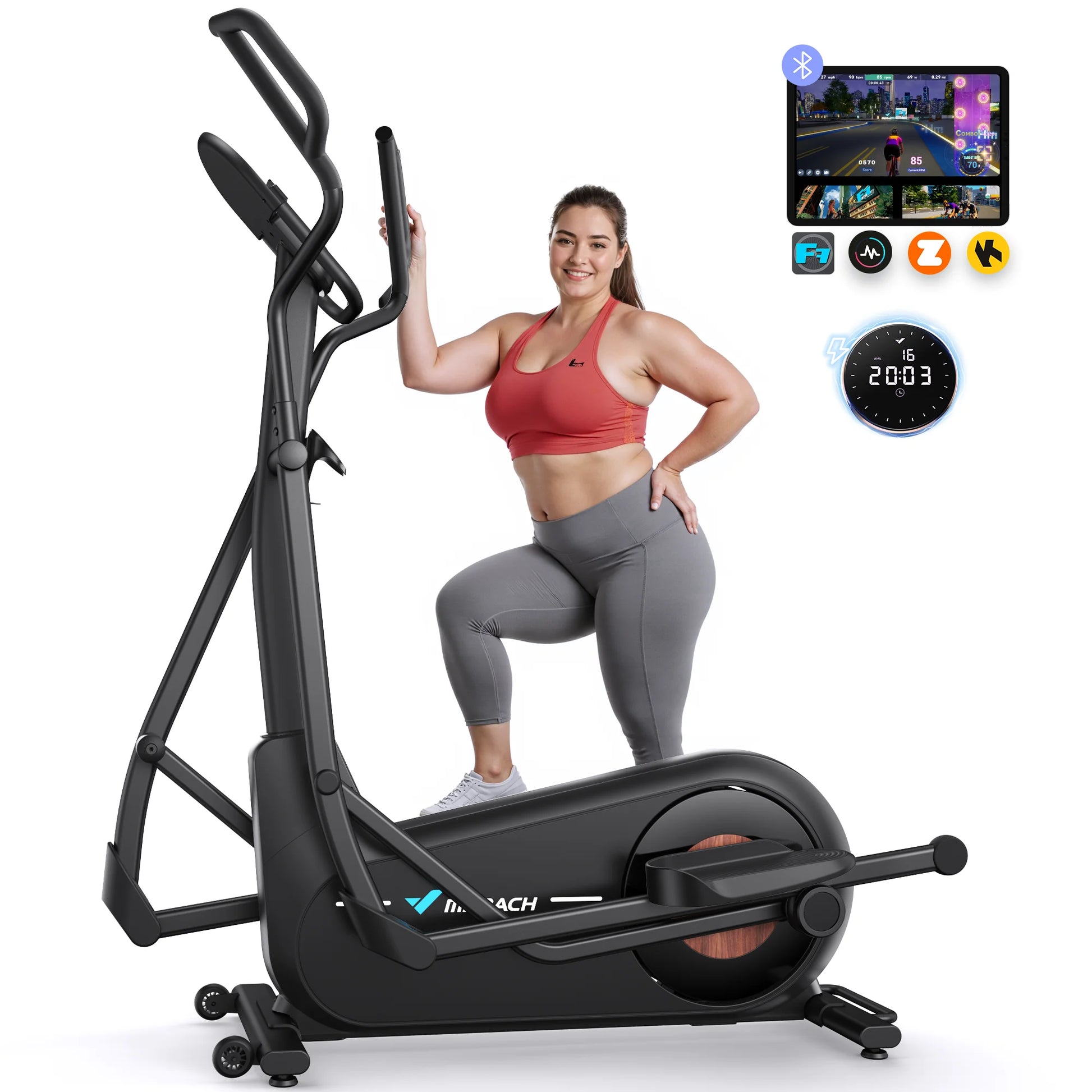 MERACH Elliptical Exercise Machine with 18.5IN Stride Hyper-Quiet Magnetic Drive System Elliptical Trainer 8 Resistance Levels - WeightCityStore