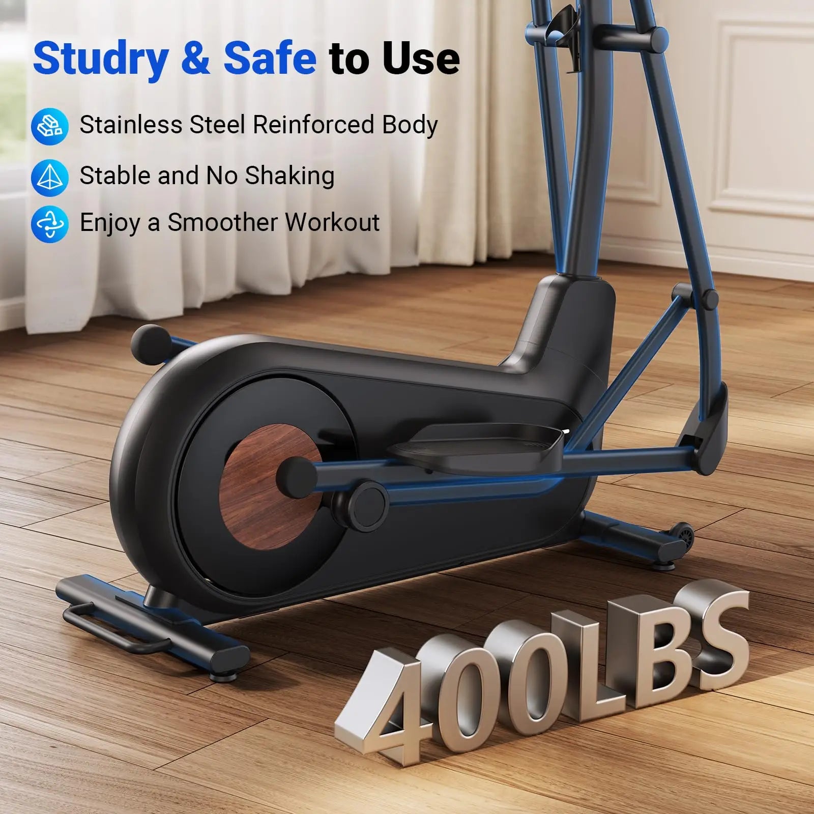 MERACH Elliptical Exercise Machine with 18.5IN Stride Hyper-Quiet Magnetic Drive System Elliptical Trainer 8 Resistance Levels - WeightCityStore