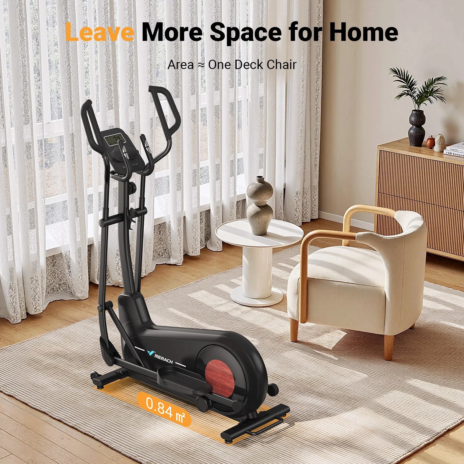 MERACH Elliptical Exercise Machine with 18.5IN Stride Hyper-Quiet Magnetic Drive System Elliptical Trainer 8 Resistance Levels - WeightCityStore