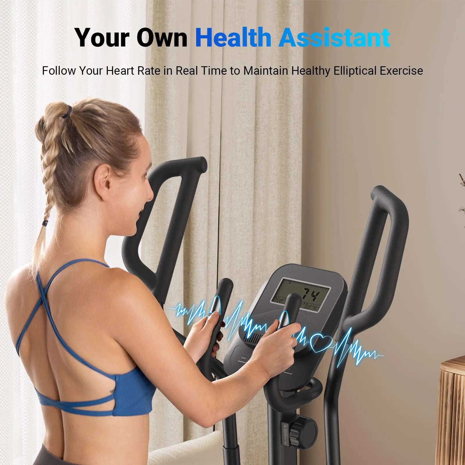 MERACH Elliptical Exercise Machine with 18.5IN Stride Hyper-Quiet Magnetic Drive System Elliptical Trainer 8 Resistance Levels - WeightCityStore
