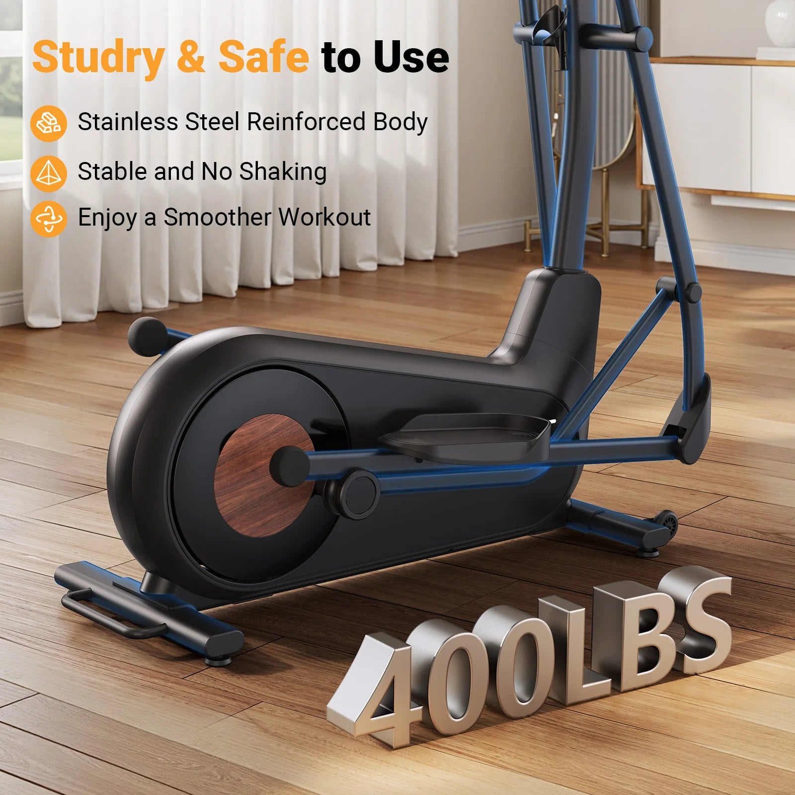 MERACH Elliptical Exercise Machine with 18.5IN Stride Hyper-Quiet Magnetic Drive System Elliptical Trainer 8 Resistance Levels - WeightCityStore