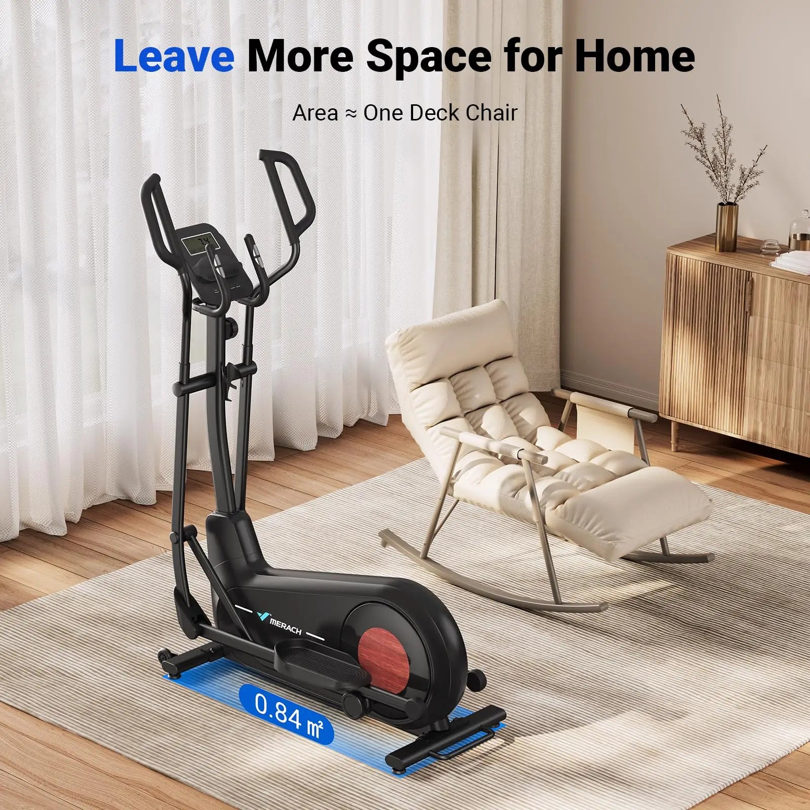 MERACH Elliptical Exercise Machine with 18.5IN Stride Hyper-Quiet Magnetic Drive System Elliptical Trainer 8 Resistance Levels - WeightCityStore