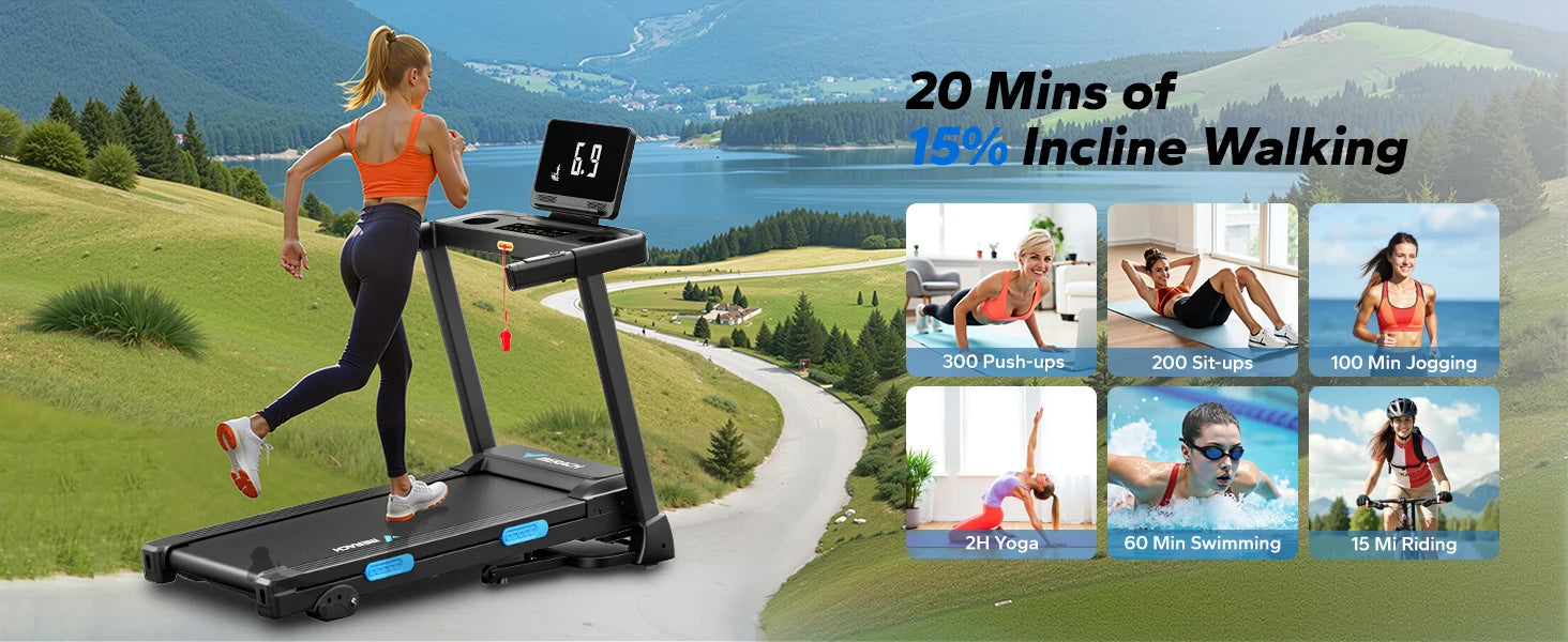 MERACH Foldable Treadmill T12 Incline Quiet Treadmills Double Deck Technology 4 Silicone Shock Cushion Heart Rate Monitoring - WeightCityStore