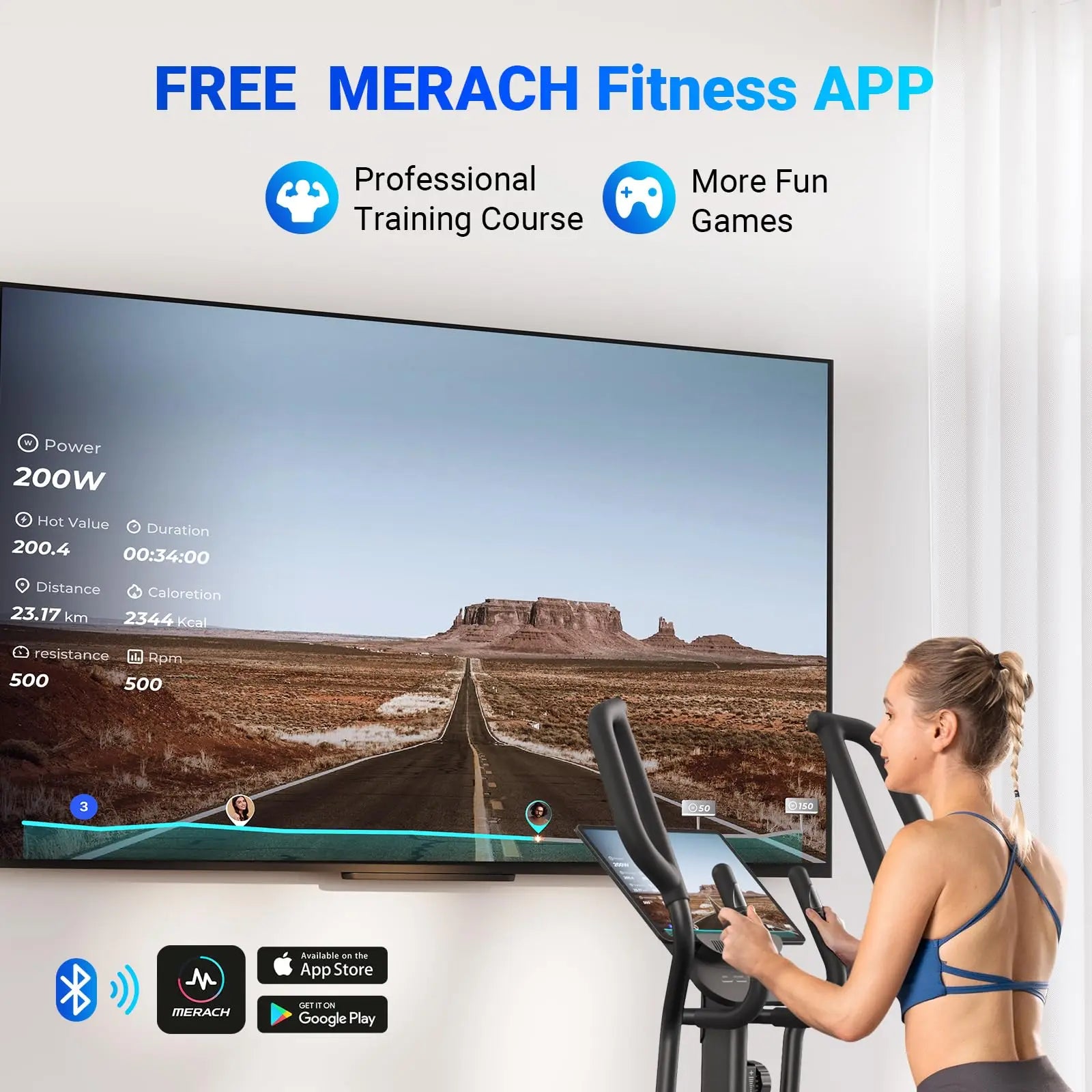 MERACH Elliptical Exercise Machine with 18.5IN Stride Hyper-Quiet Magnetic Drive System Elliptical Trainer 8 Resistance Levels - WeightCityStore