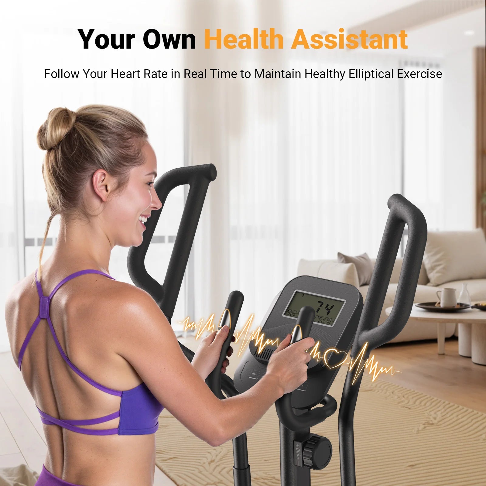 MERACH Elliptical Exercise Machine with 18.5IN Stride Hyper-Quiet Magnetic Drive System Elliptical Trainer 8 Resistance Levels - WeightCityStore
