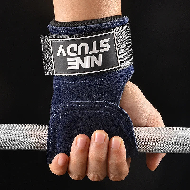 New Leather Gym Gloves Pull-ups Lifting Gymnastic Crossfit Anti-Skid Belt Wraps Support Palm Protection Pads Fitness Accessories - WeightCityStore