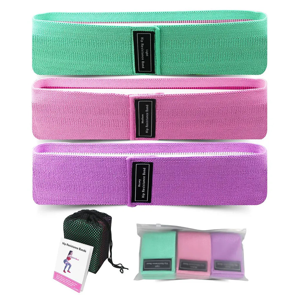 3Pcs Exercise Bands Non-Slip Workout Bands Stretch Bands for Women & Men Home Gym Fitness Yoga Pilates - WeightCityStore