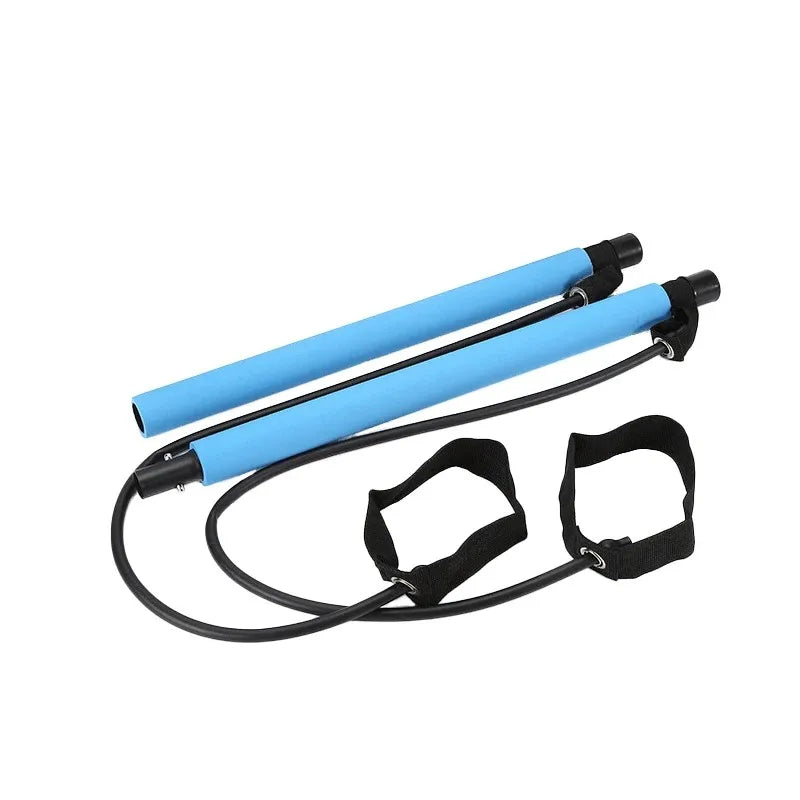 Multifunctional Pilates Bar Combination Fitness Bar Yoga Chest Expansion Tension Rope Back Trainer Elastic Rope Stretching Belt - WeightCityStore