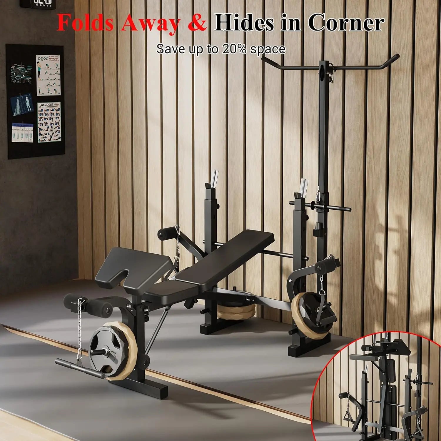 Weight Bench, Foldable Bench Press Set with Leg Extension, Adjustable Workout Bench  for Training Home Gym - WeightCityStore