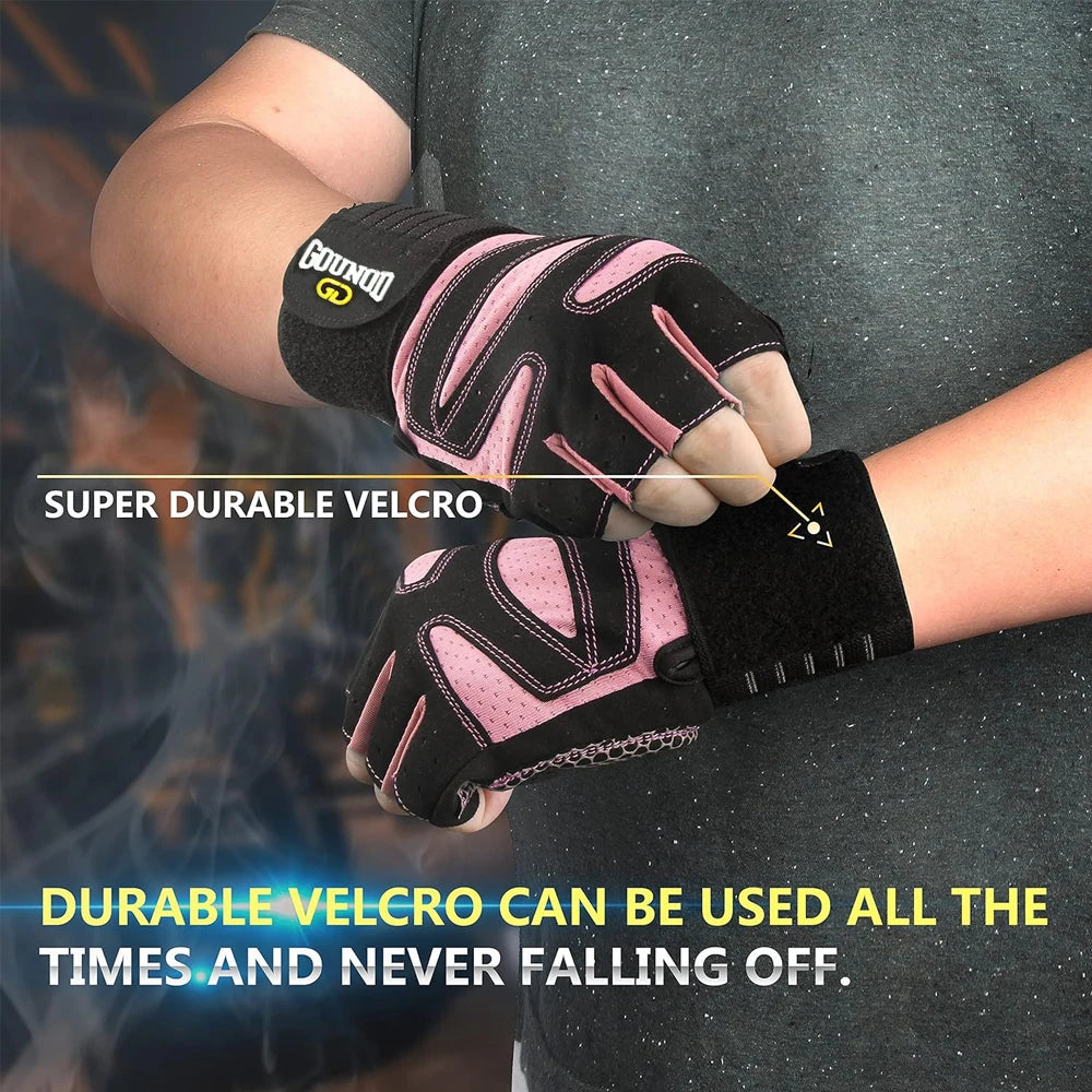 1 Pair Workout Gloves for Men Women, Padded Weight Lifting Gloves with Wrist Wraps Support, Full Palm Protection, Grip for Gym Tr - WeightCityStore