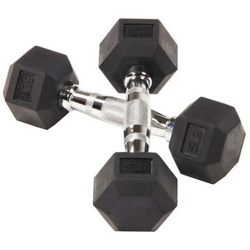 Non-Slip Grip Dumbbell, Rubber Hex, 5 lbs, 2 Count,Easy to store and carry - WeightCityStore
