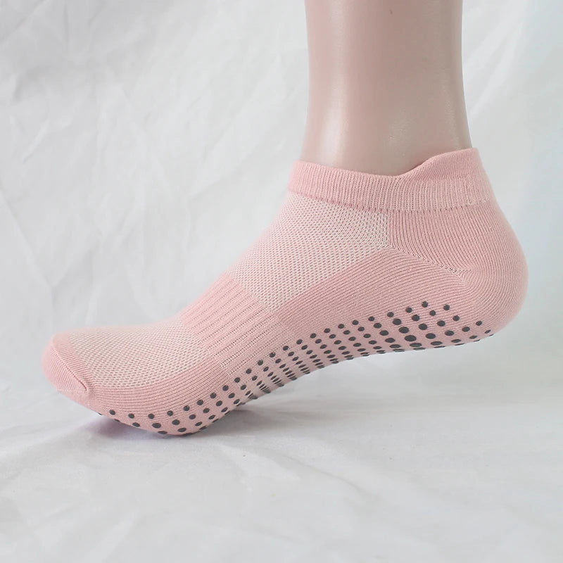 6 Pairs Women Short Socks Sports Cotton Anti Slip Slippers Fitness Training Protecting Heel Ear Short Sports Socks Silicon