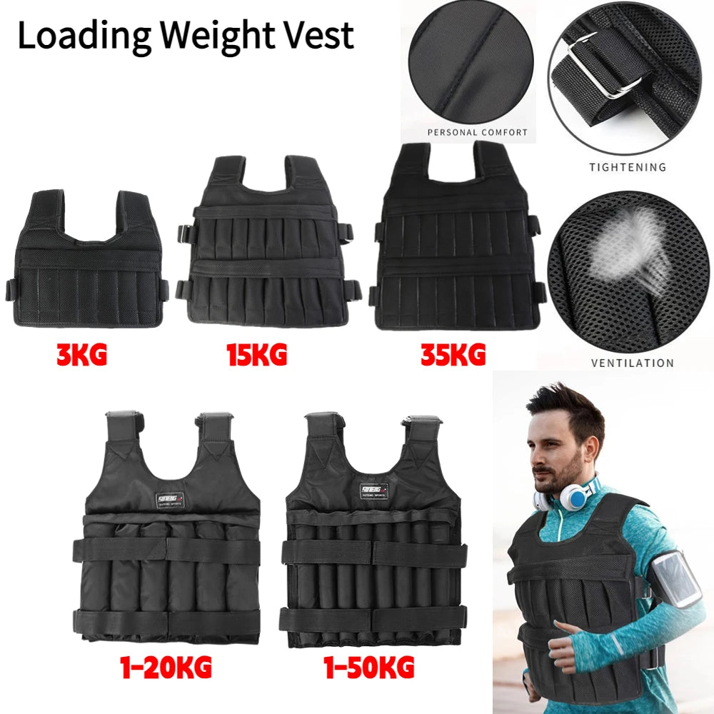 3-35kg Durable Loading Weighted Vest Adjustable Weight Training Exercise Waistcoat Jacket Sand Clothing Boxing Fitness Equipment - WeightCityStore