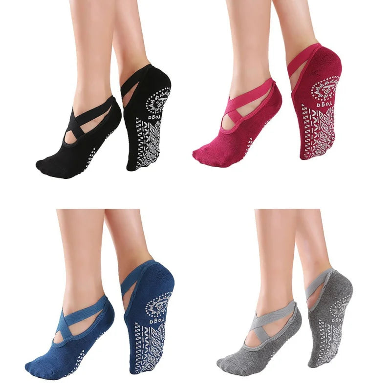 1 Pair High Quality Women Yoga Pilates Socks Anti-Slip Breathable Cotton Ankle Ladies Ballet Dance Sports Socks for Fitness Gym