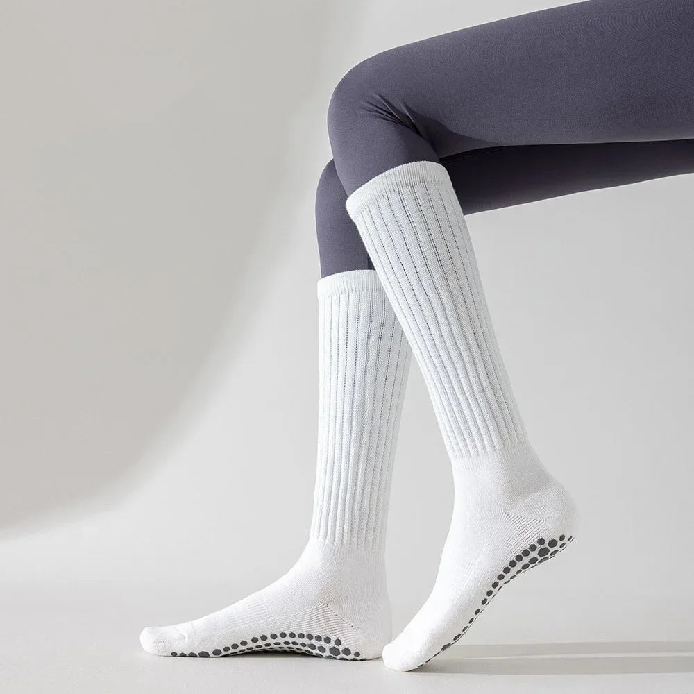 Yoga Socks Cotton Dot Silicone Terry Non-slip Women Pilates Grip Knee-high Slouch Socks