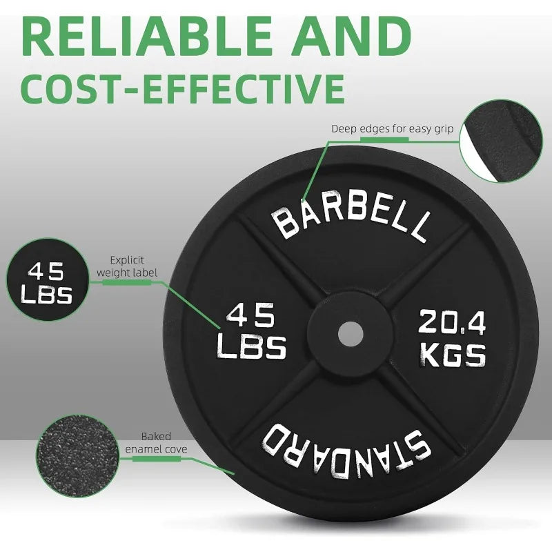 Cast Iron 1-Inch Standard Weight Plate for Strength Training & Weightlifting Home Gym, Multiple Weights Available - WeightCityStore