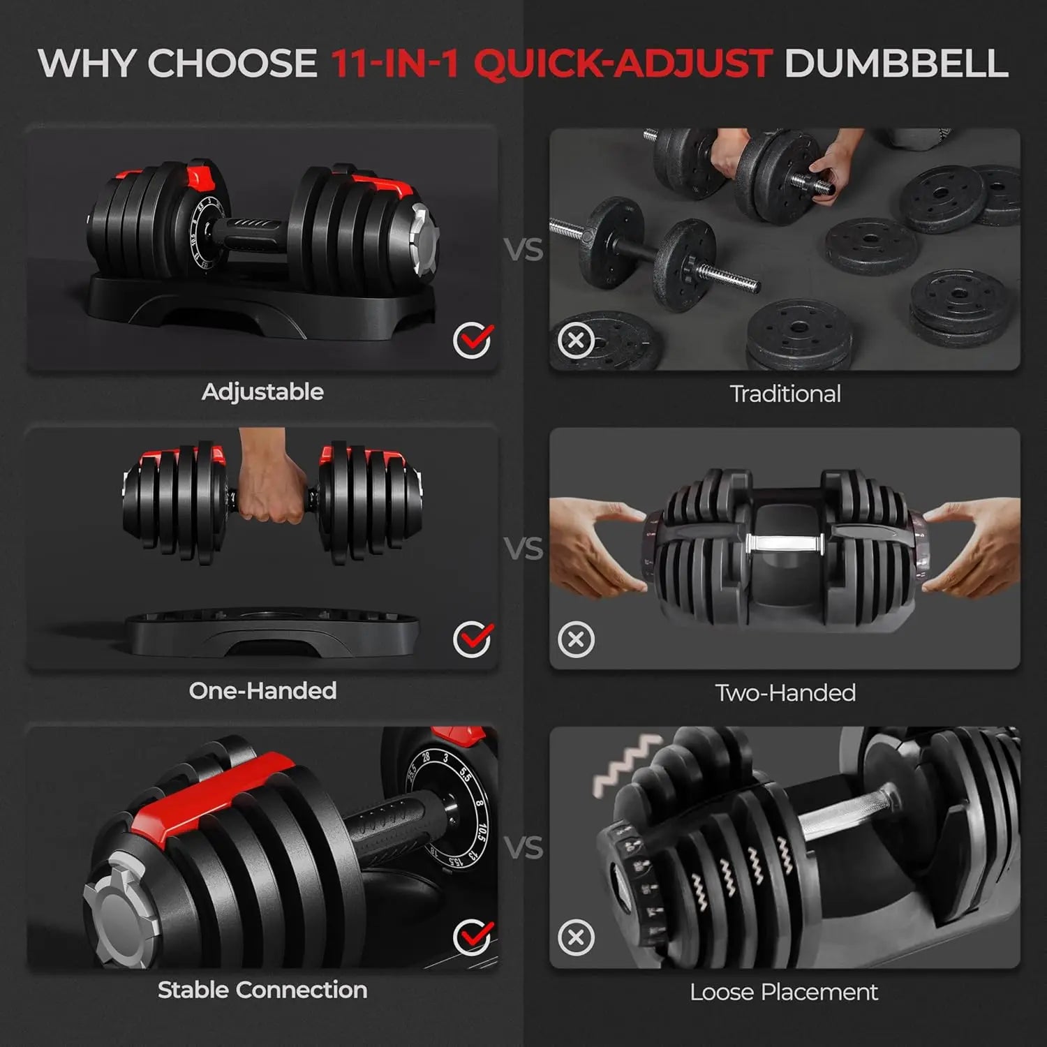 Adjustable Dumbbell Set 28/40/52.5/90LBS Adjustable Dumbbells Fast Adjust Dumbbell Weight Set Single/Pair - WeightCityStore