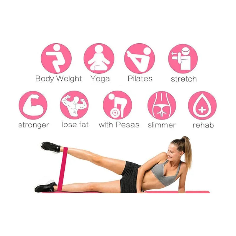 5 Pcs Pink Resistance Bands Set, Workout Bands for Leg Butt Exercise, Elastic Fitness Loop for Home Gym - WeightCityStore