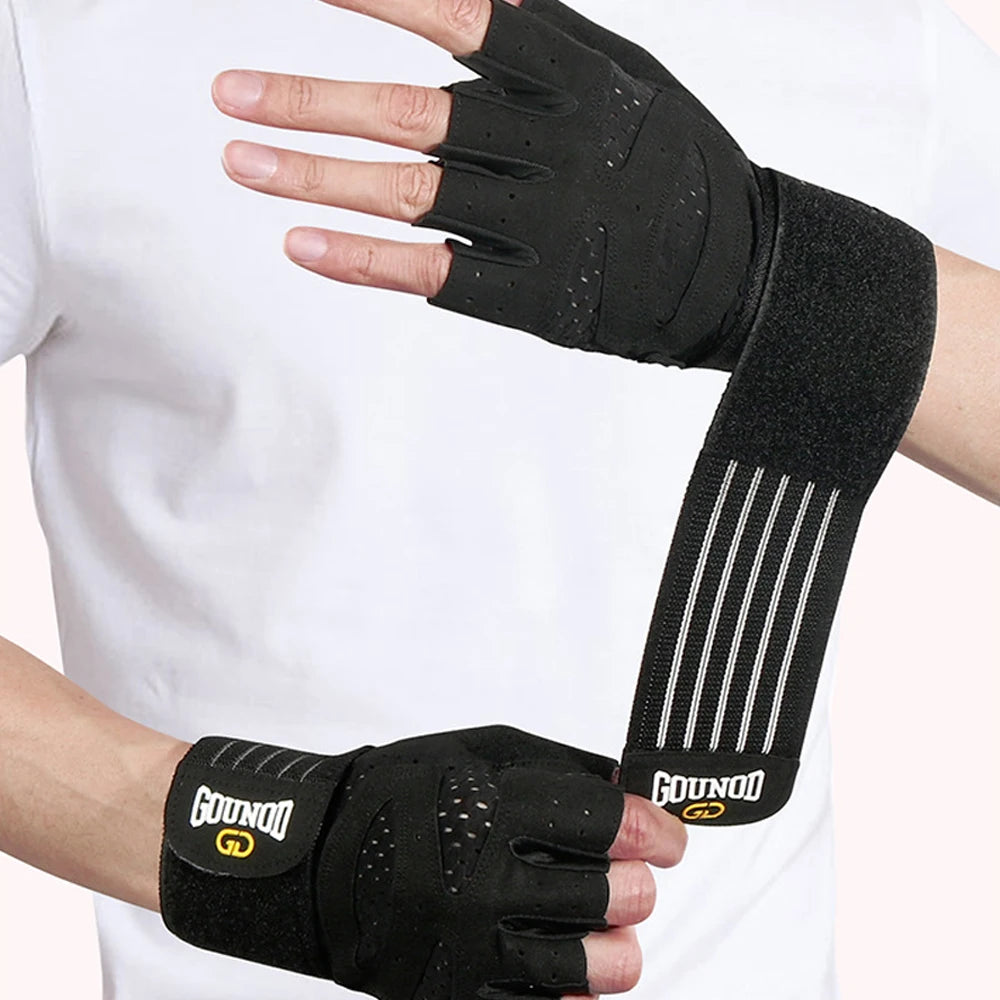 1 Pair Workout Gloves for Men Women, Padded Weight Lifting Gloves with Wrist Wraps Support, Full Palm Protection, Grip for Gym Tr - WeightCityStore
