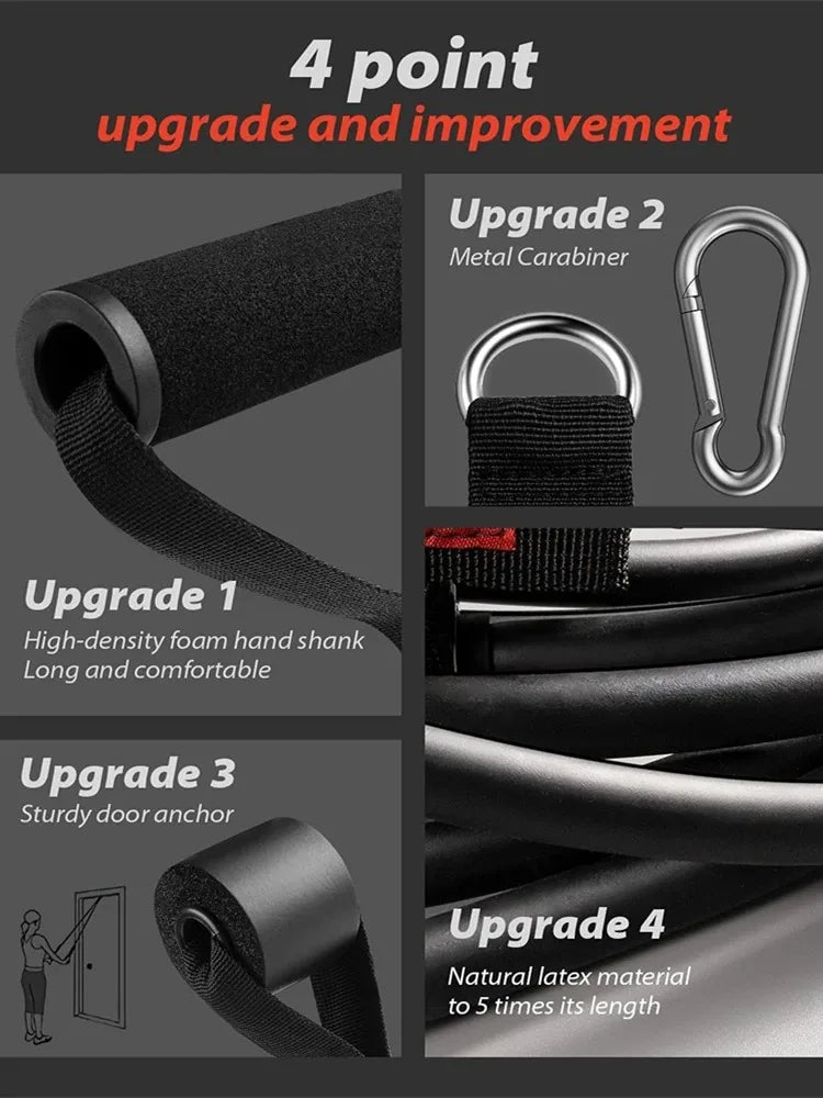 Resistance Bands Set, Exercise Bands With Door Anchor, Handles, Carry Bag, Legs Ankle Straps For Resistance Training - WeightCityStore