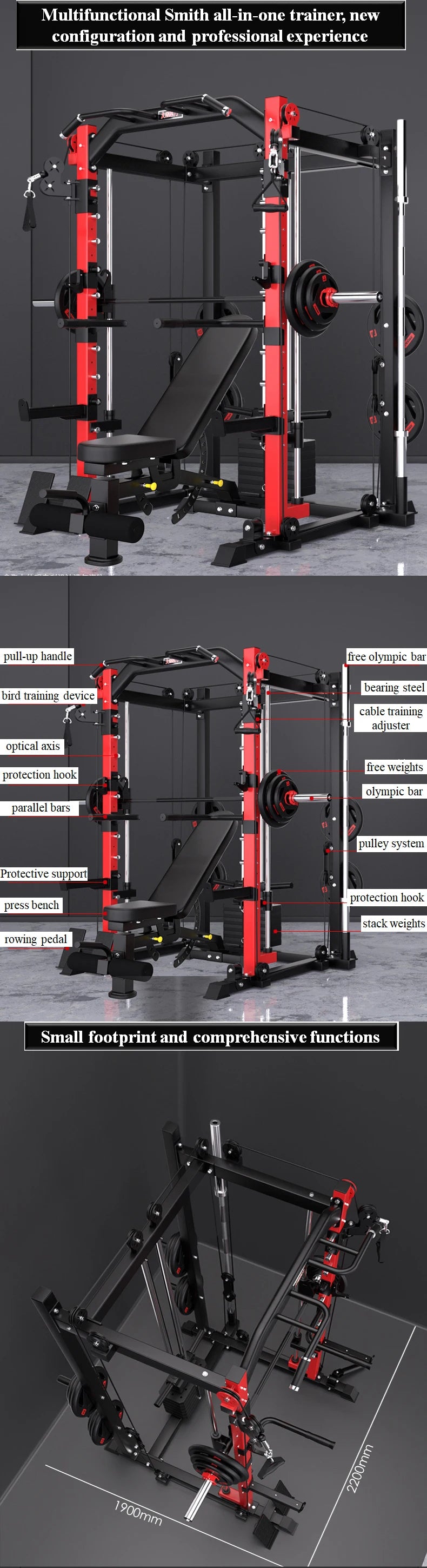 All-in-One Unisex Home Gym Equipment Multi-Function Smith Machine For Squat Rack And Weight Lifting - WeightCityStore