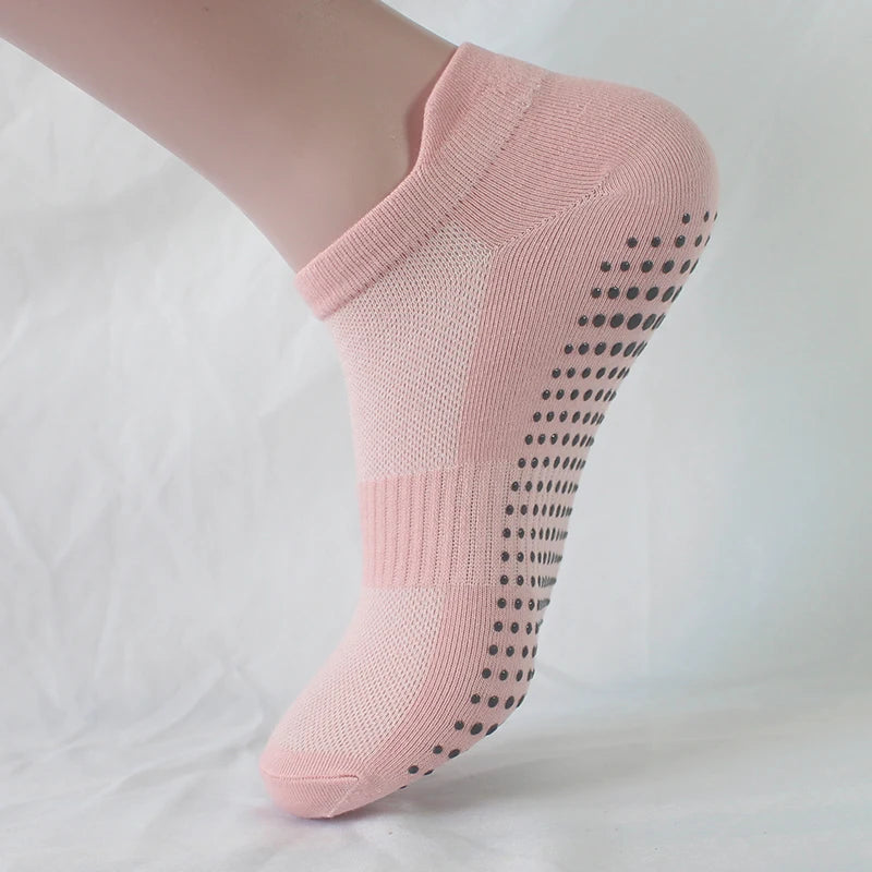 6 Pairs Women Short Socks Sports Cotton Anti Slip Slippers Fitness Training Protecting Heel Ear Short Sports Socks Silicon