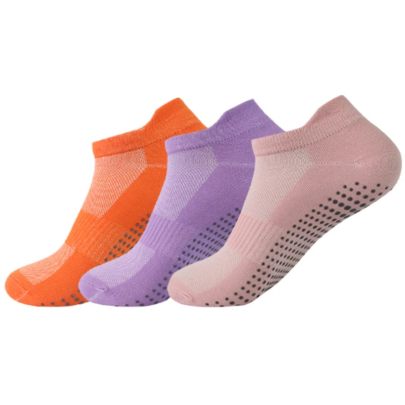 6 Pairs Women Short Socks Sports Cotton Anti Slip Slippers Fitness Training Protecting Heel Ear Short Sports Socks Silicon
