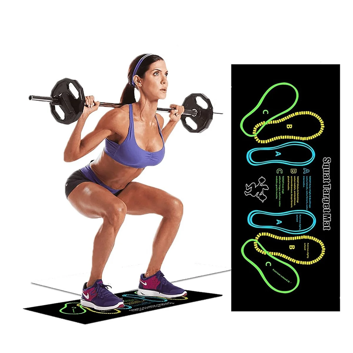 A99U Squat Guide Mat Squat Step Positions Knee Mat with Foot Position Mat,Workout Squats Leg Muscle Targeting - WeightCityStore