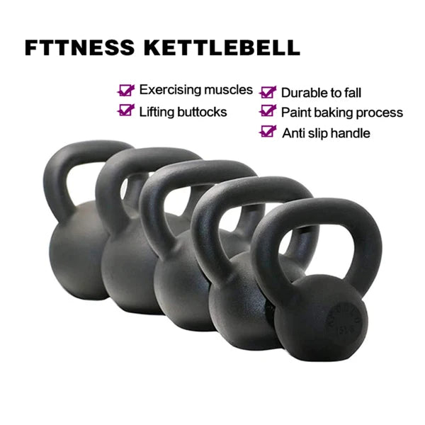 Solid Cast Kettle bells Ideal for Strength Training Building Muscles Great for swings dead lifts squats get-ups and more black - WeightCityStore