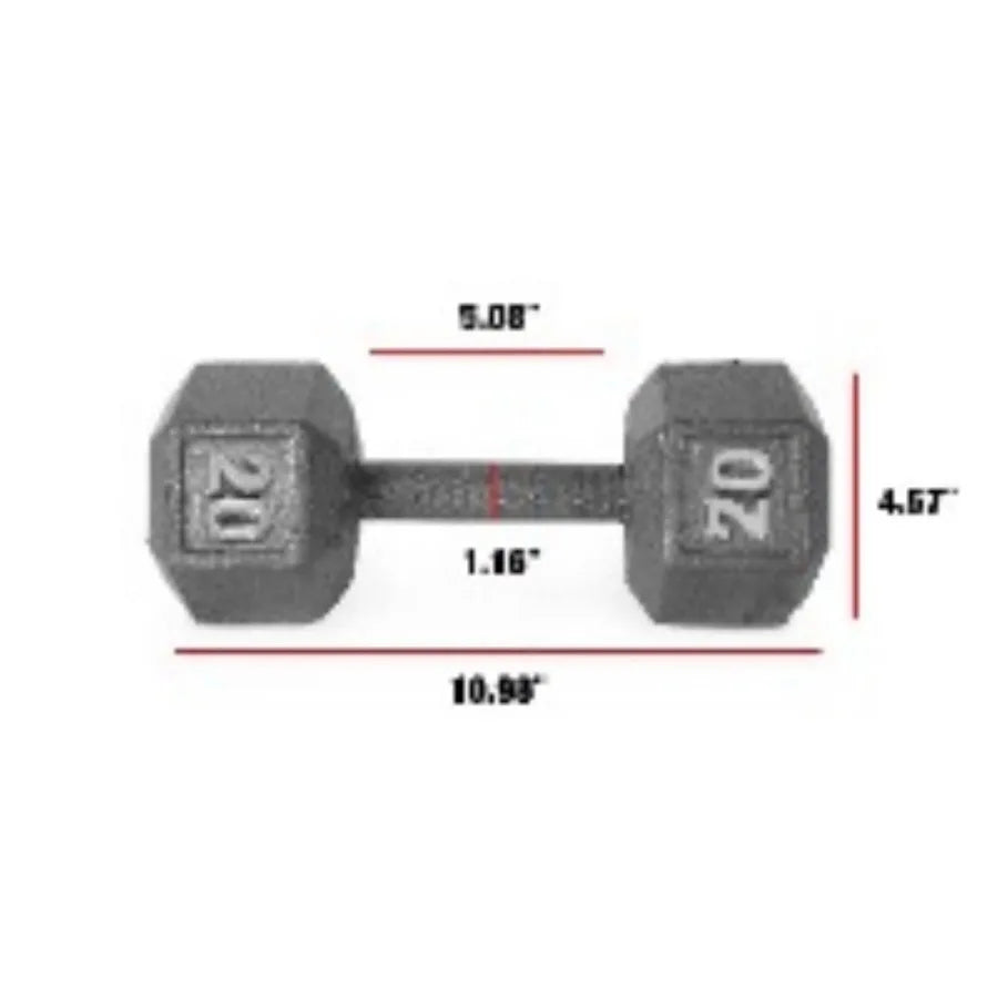 20lb Cast Iron Hex Dumbbell Single, Solid One Piece Weight for Home Gym Strength Training, Anti Roll Design - WeightCityStore