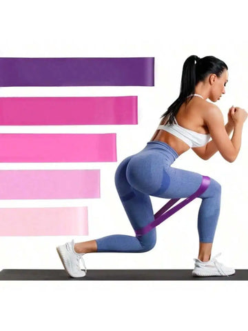 5 Pcs Pink Resistance Bands Set, Workout Bands for Leg Butt Exercise, Elastic Fitness Loop for Home Gym - WeightCityStore