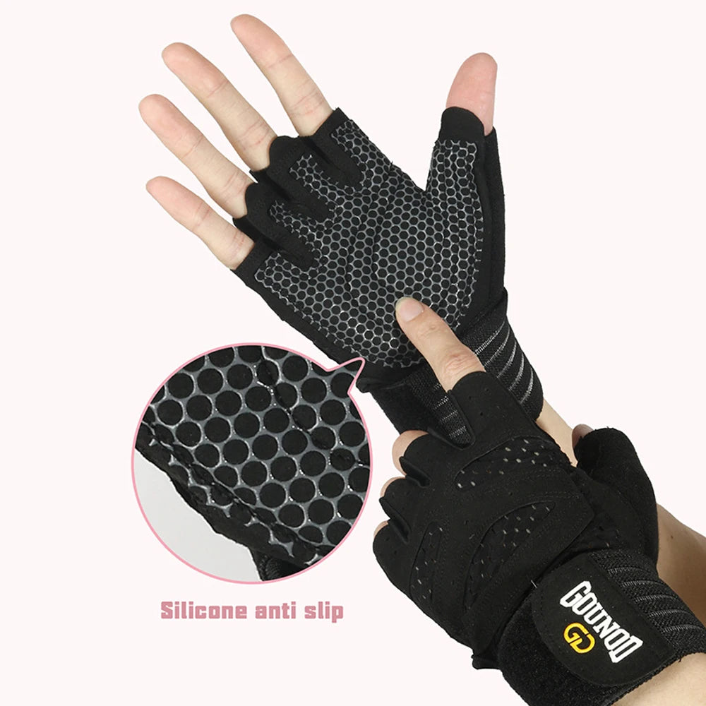 1 Pair Workout Gloves for Men Women, Padded Weight Lifting Gloves with Wrist Wraps Support, Full Palm Protection, Grip for Gym Tr - WeightCityStore