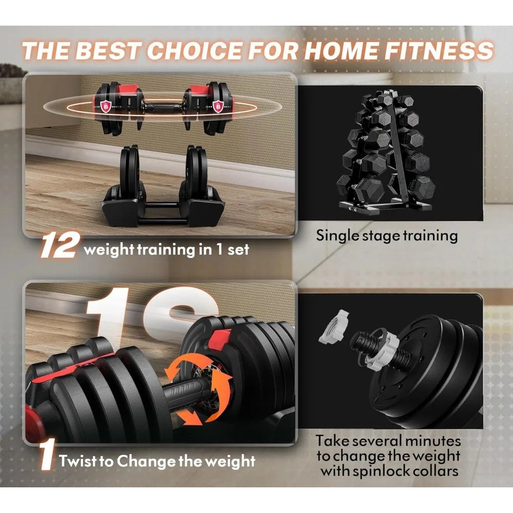 Adjustable 3-in-1 Dumbbell Set, 40 lbs with 12 Increments, Multi-Functional Home Gym Weight Set - WeightCityStore