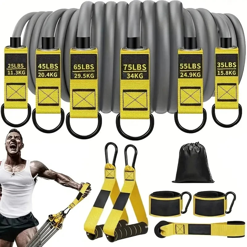 Resistance strap with handle: used for muscle training, strength building yoga body shaping home fitness equipment - natural - WeightCityStore