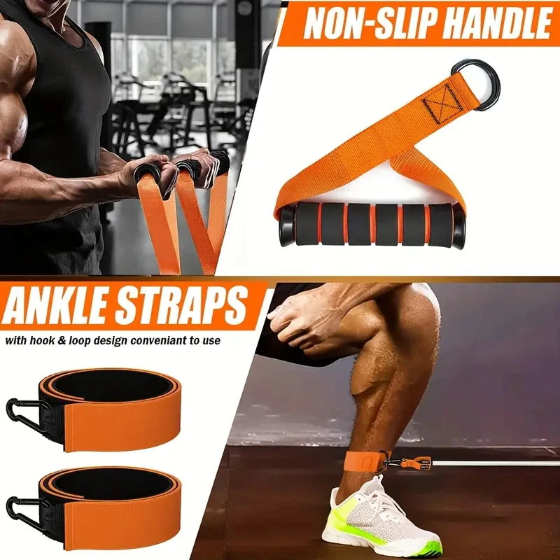 Resistance strap with handle: used for muscle training, strength building yoga body shaping home fitness equipment - natural - WeightCityStore