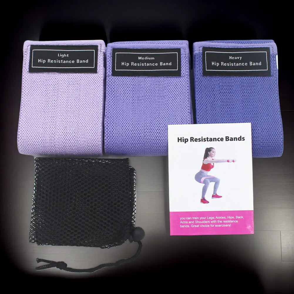 3Pcs Exercise Bands Non-Slip Workout Bands Stretch Bands for Women & Men Home Gym Fitness Yoga Pilates - WeightCityStore