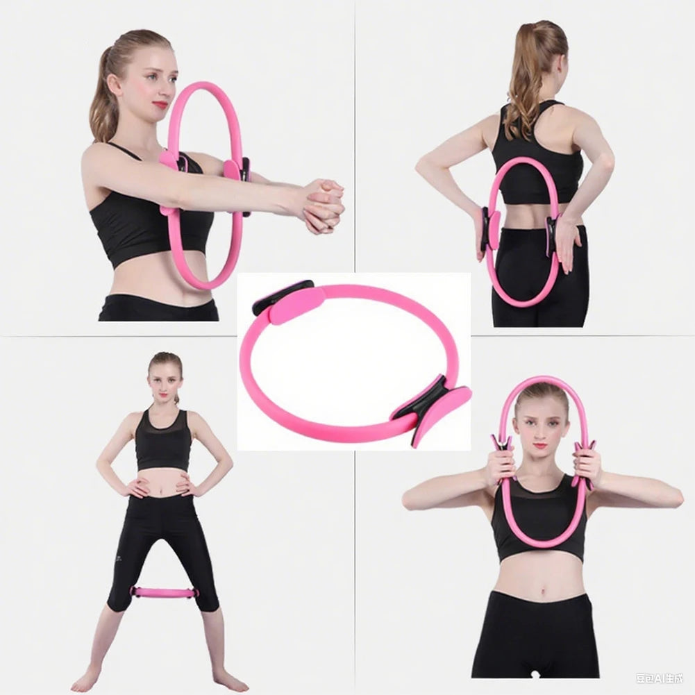 Pilates Ring Yoga Rings with Non Slip Handles Fitness Circle Portable Flexible Resistance Exercise Equipment for Core Workout
