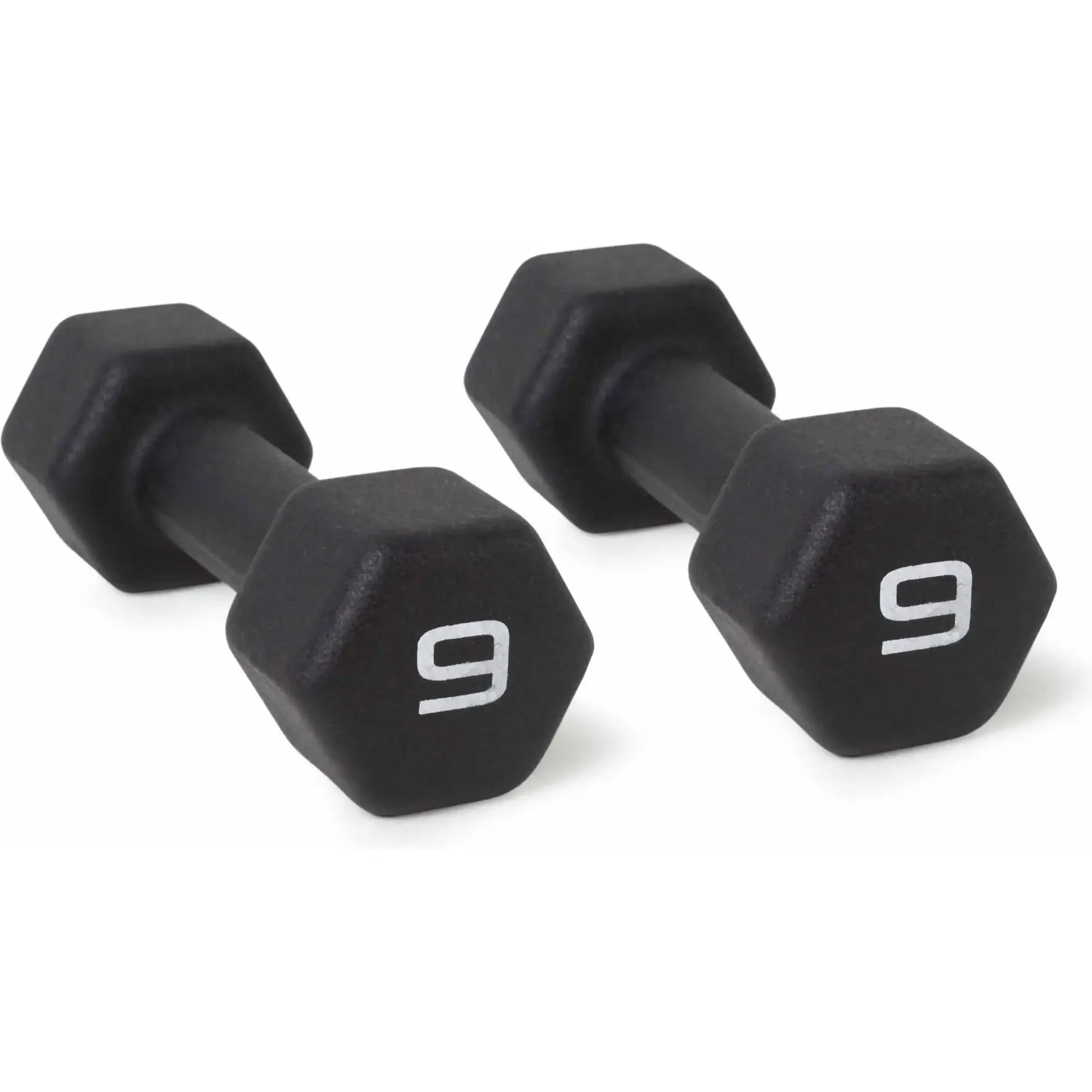 9lb Pair Neoprene Dumbbells, Non-Slip Quiet Hand Weights for Home Gym, Black Coated Fitness Set - WeightCityStore