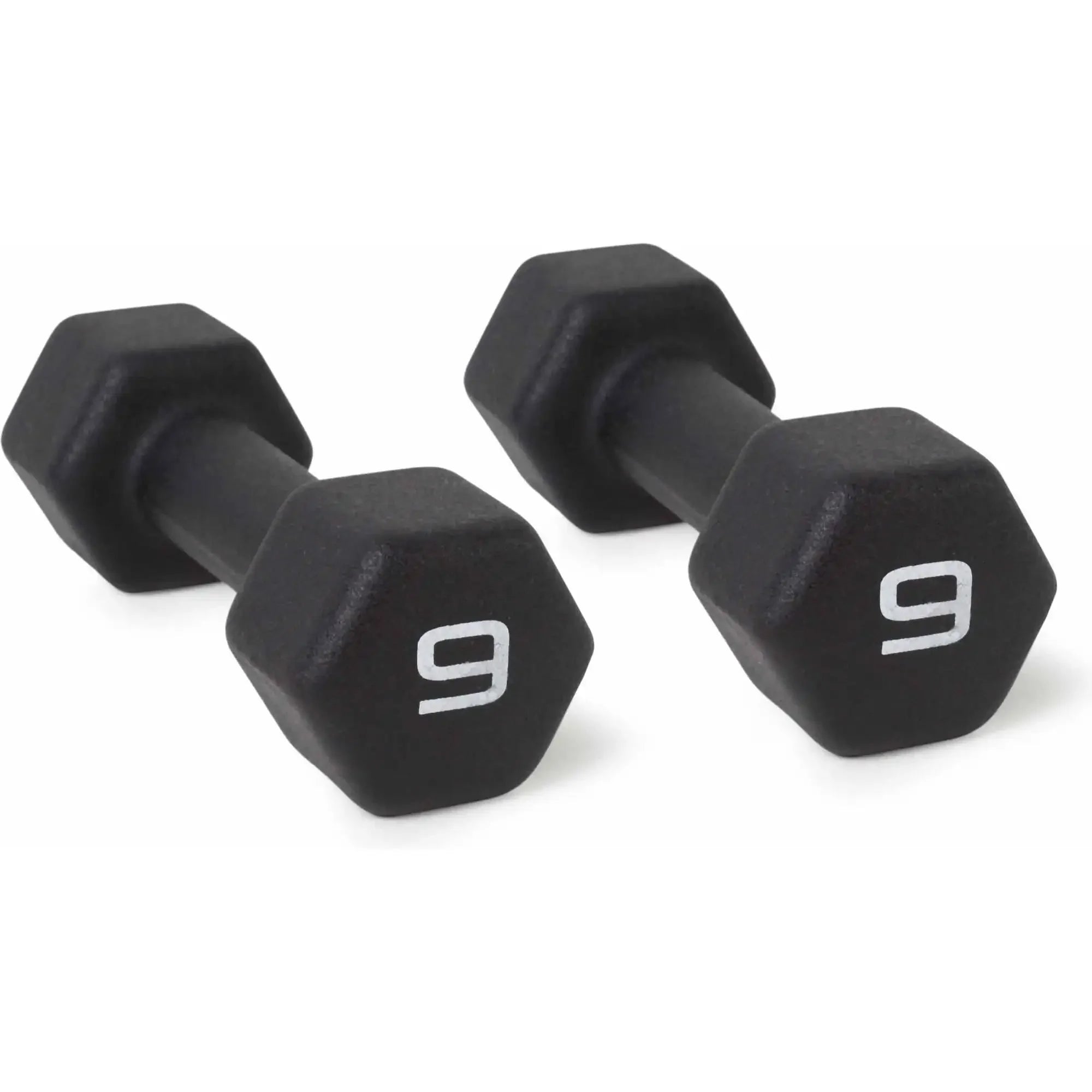 9lb Pair Neoprene Dumbbells, Non-Slip Quiet Hand Weights for Home Gym, Black Coated Fitness Set - WeightCityStore