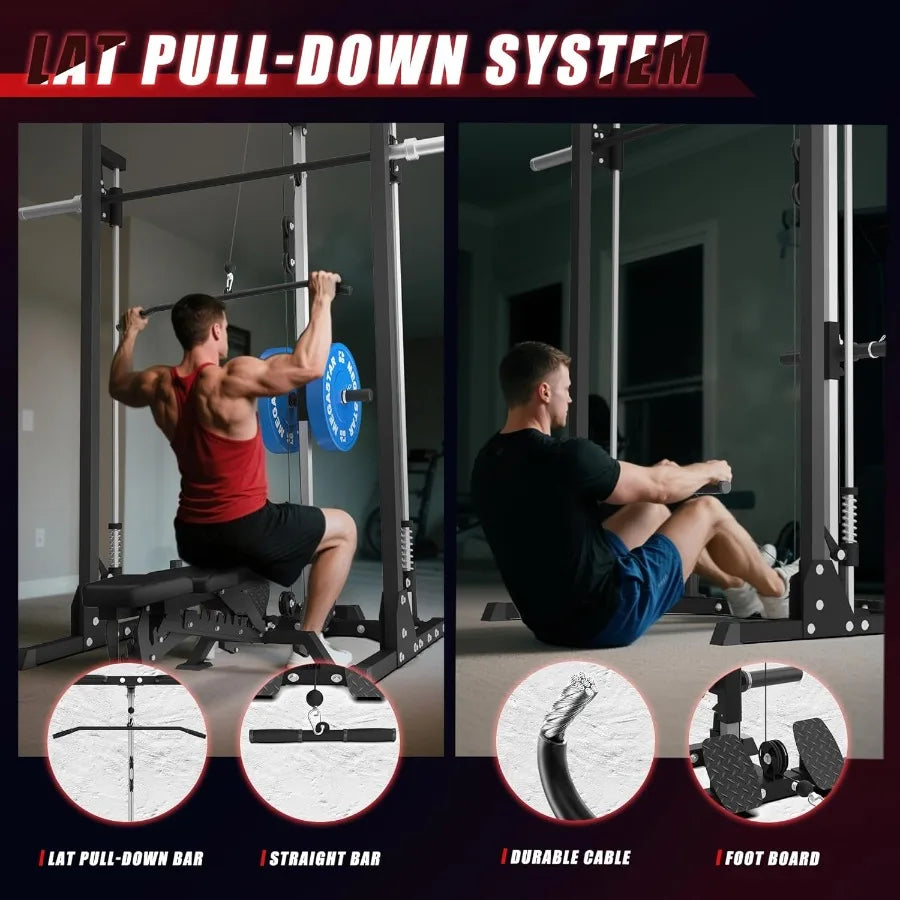 Compact Smith Machine Home Gym 800lb Barbell Sleeve SpaceSaving - WeightCityStore