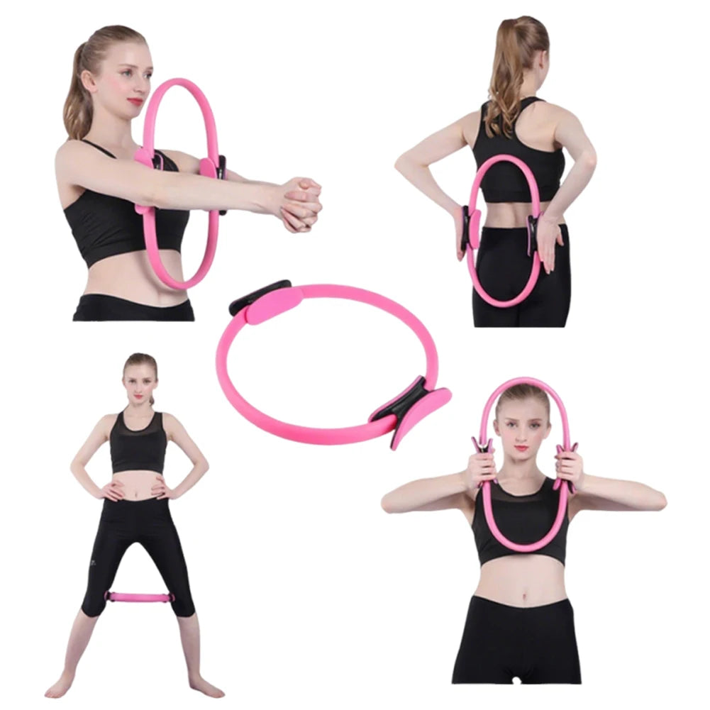 Pilates Ring Yoga Rings with Non Slip Handles Fitness Circle Portable Flexible Resistance Exercise Equipment for Core Workout