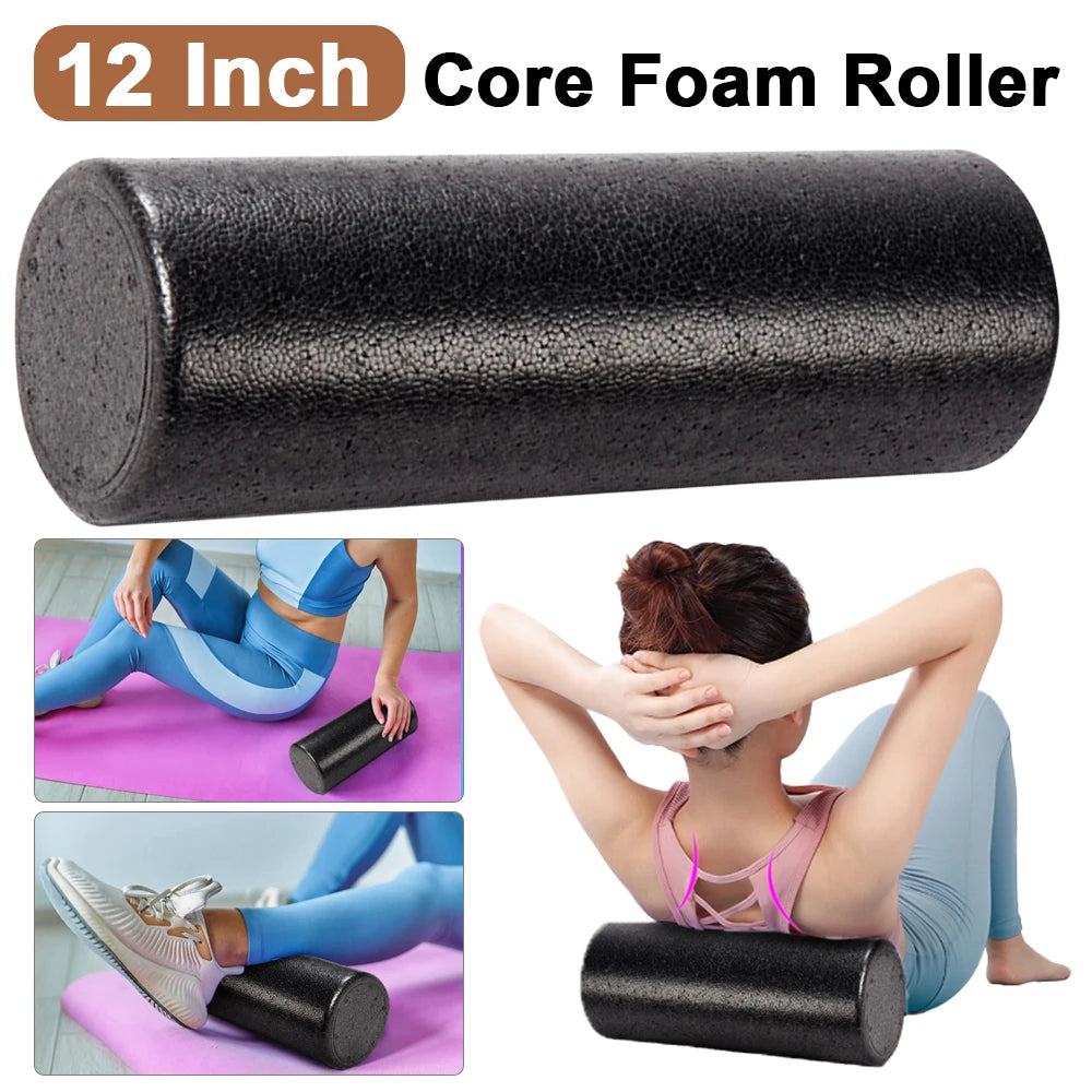 High Density Foam Rollers 12 Inch Solid Core Foam Massage Roller Round Back Legs Foam Roller for Exercise Yoga Pilates Physical - WeightCityStore