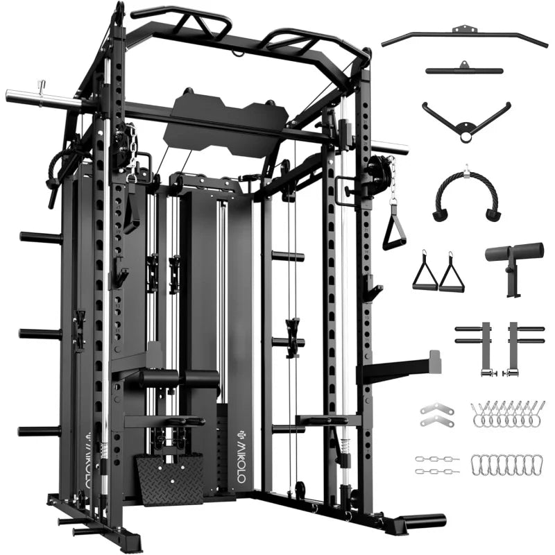 Smith Machine with Weight Stack, Power Cage Home Gym System  LAT Pulldown & Cable Crossover, Functional Trainer - WeightCityStore