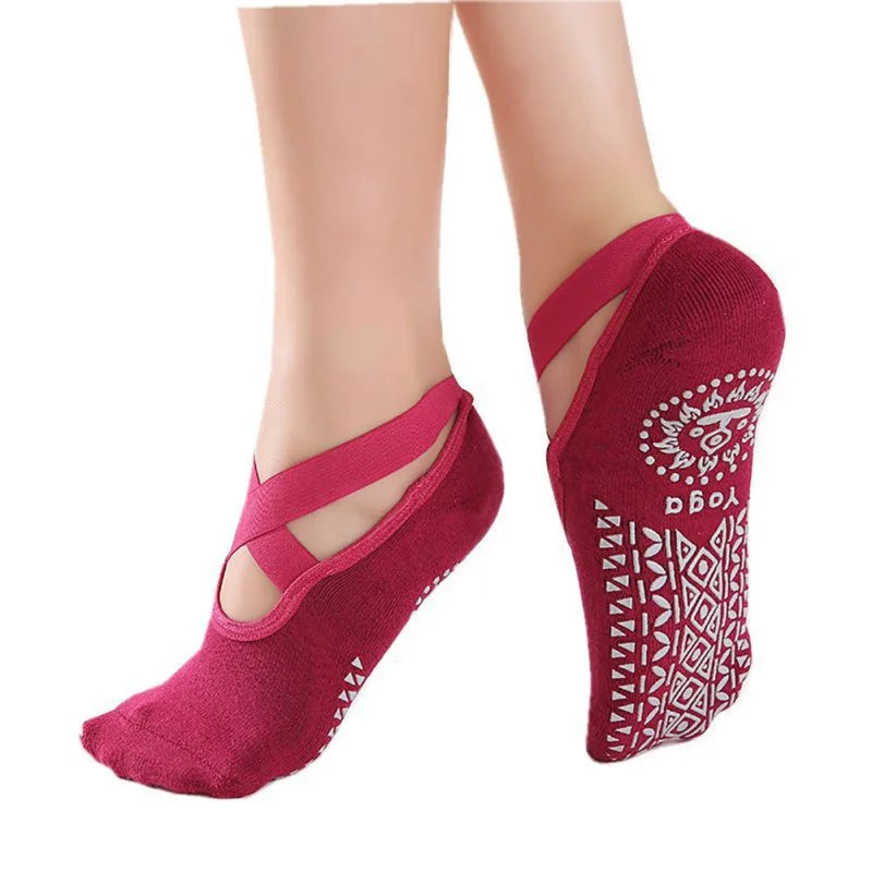 1 Pair High Quality Women Yoga Pilates Socks Anti-Slip Breathable Cotton Ankle Ladies Ballet Dance Sports Socks for Fitness Gym