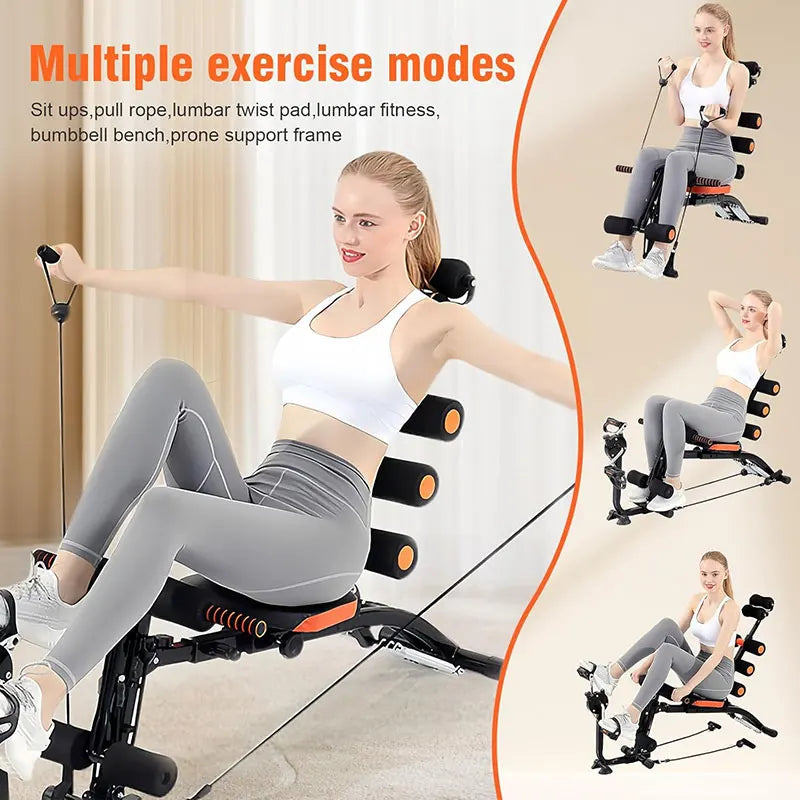 Foldable abdominal exercise bench，Adjustable sit-up machine with leg locking device Home gym core trainer, for training abdomina - WeightCityStore