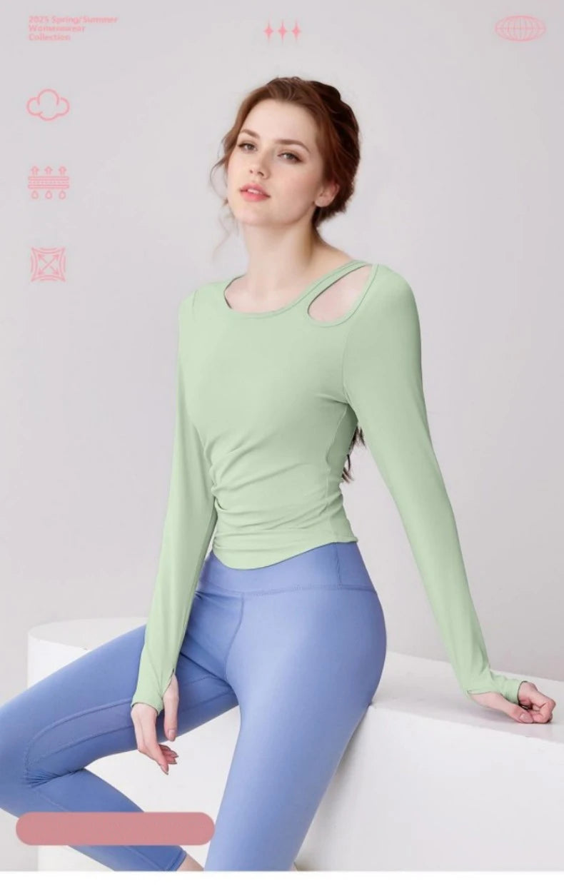 Women Yoga Top Lightweight Breathable Comfortable Yoga Long T-Shirt Casual Fitness Running Cycling Workout Yoga Long T-Shirt - WeightCityStore